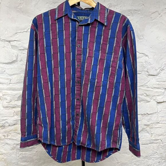 VINTAGE Levi Strauss Sutter Creek Shirt Mens Medium Blue Purple Soft Flannel - Picture 1 of 8